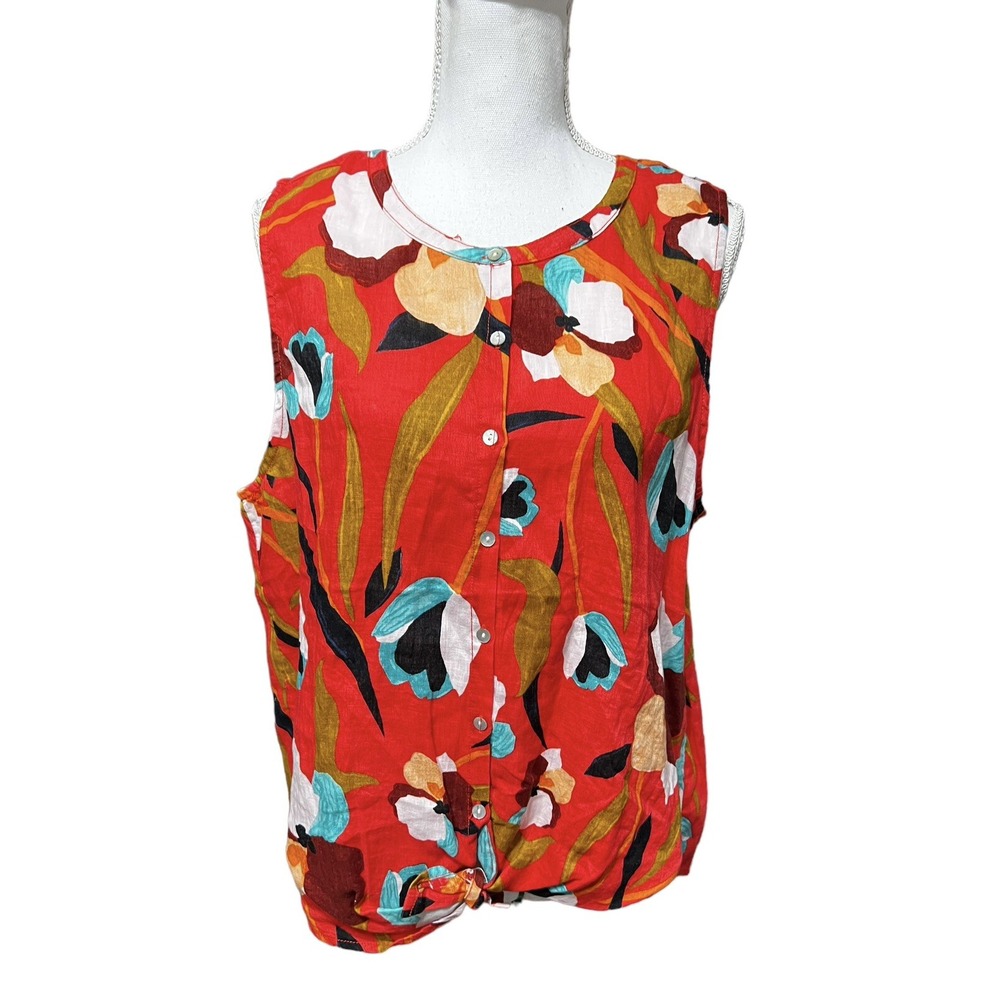 NWT Sigrid Olsen Linen Floral Dress Casual Flower Summer Langenlook Hygge XL